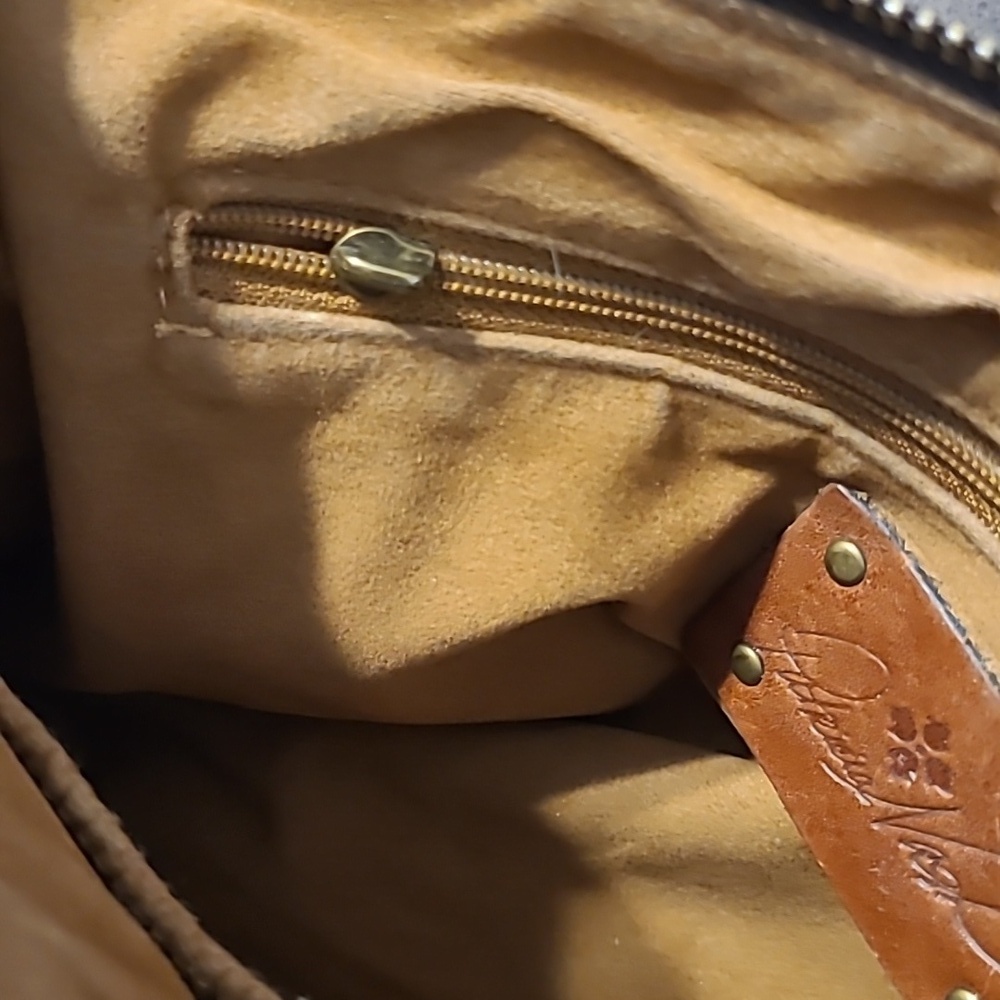 Patricia Nash Avelino Smooth Italian Leather Cognac Crossbody Handbag Purse - Picture 11 of 16